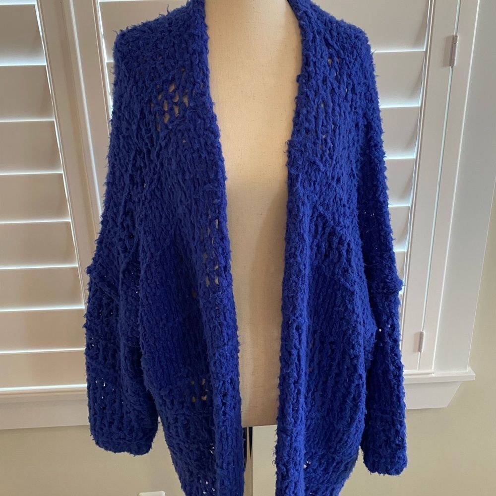 XS/S Free People open front wool blend sweater cobalt blue oversized